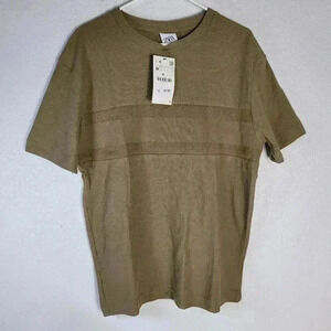 Zara Short sleeve crew neck T Shirt Sz Med  Tan